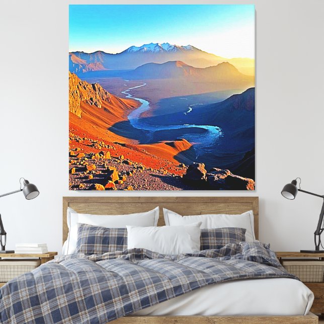 Majestic Mountain Valley Flow Design Canvas Print (Insitu(Bedroom))