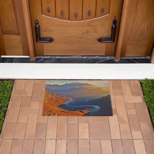 Majestic Mountain Valley Flow Design Fiber Doormat (Insitu (Outdoor))
