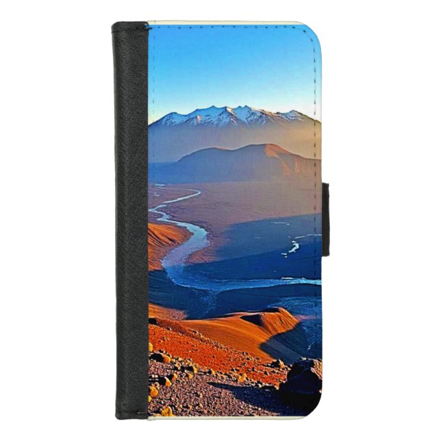 Majestic Mountain Valley Flow Design iPhone Wallet Case (Front)