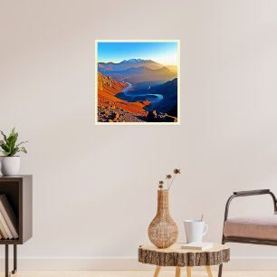 Majestic Mountain Valley Flow Design Poster