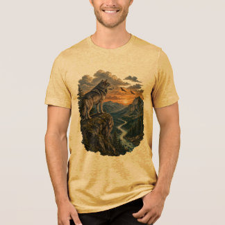 Majestic Mountain Wolf Wilderness Design Tri-Blend Shirt