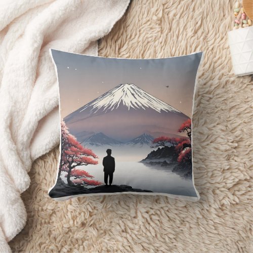 Majestic Mountains Beckon Mount Fuji Throw Pillow
