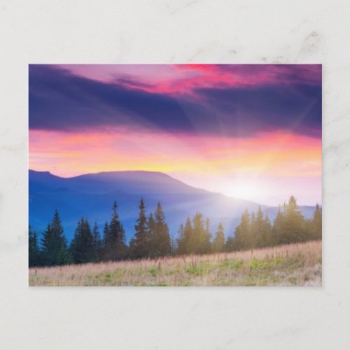 Majestic mountains landscape under morning sky postcard