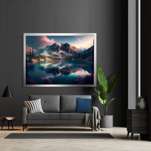 Majestic Mountains Mirror Lake with Soft Light Poster