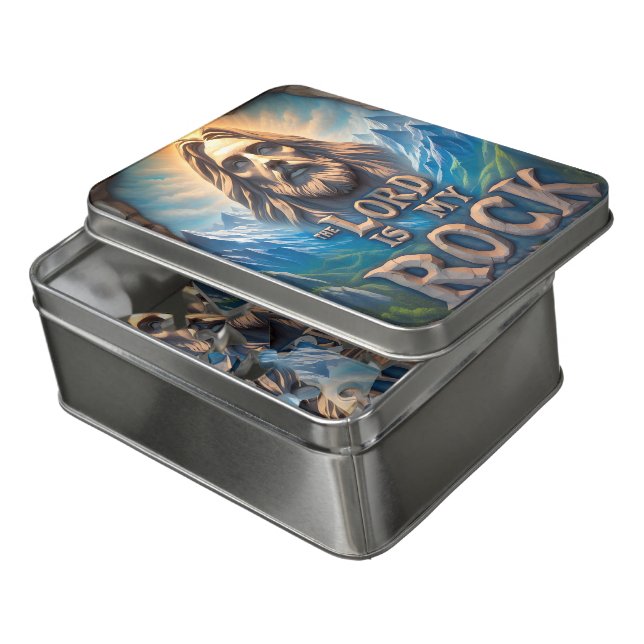 Majestic Mountains: The Lord Is My Rock Jigsaw Puzzle (Lid Open)