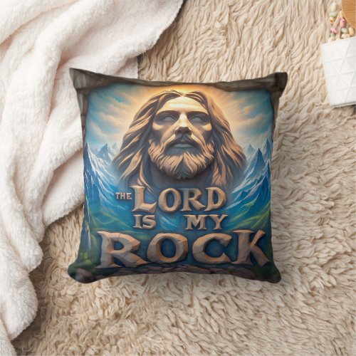 Majestic Mountains The Lord Is My Rock Throw Pillow