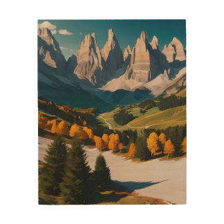 Majestic Mountains with Autumn Colors Wood Wall Art