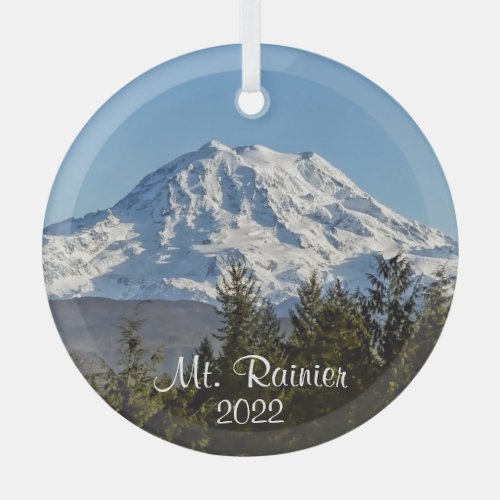 Majestic Mt Rainier WA Glass Ornament
