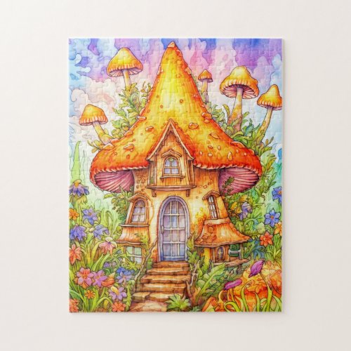 Majestic Mushroom House Illustration Jigsaw Puzzle