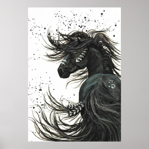 Majestic Mustang by BiHrLe Black Horse Poster