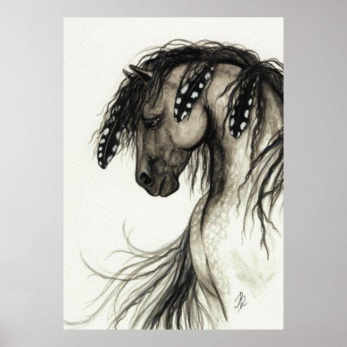 Majestic Mustang by BiHrLe Grey Horse Poster