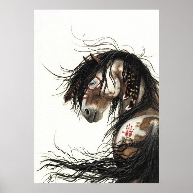 Majestic Mustang Pinto Horse by BiHrLe Poster (Front)
