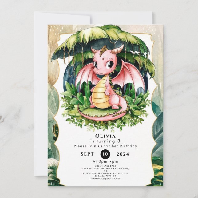 Majestic Mythical Dragon Birthday Invitation (Front)