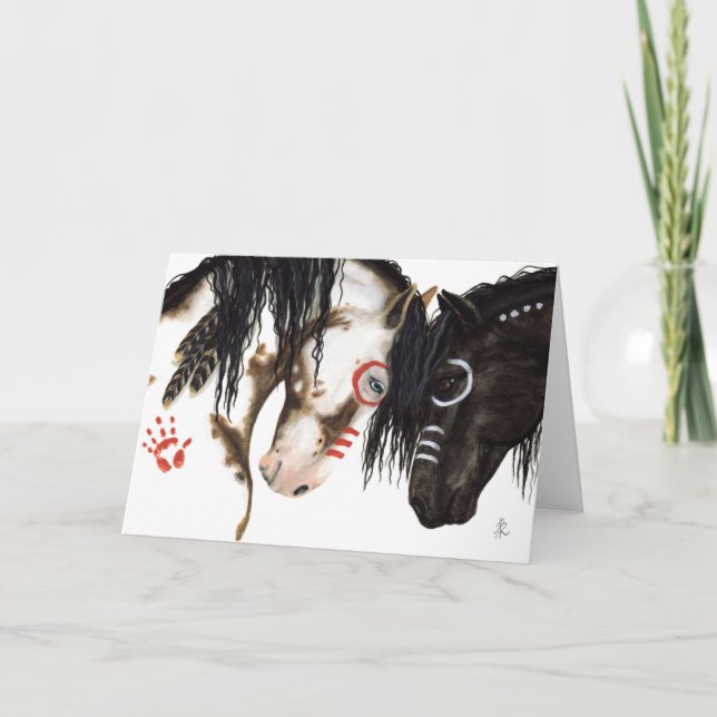 Majestic Native American Horses by BiHrLe Card (Front)