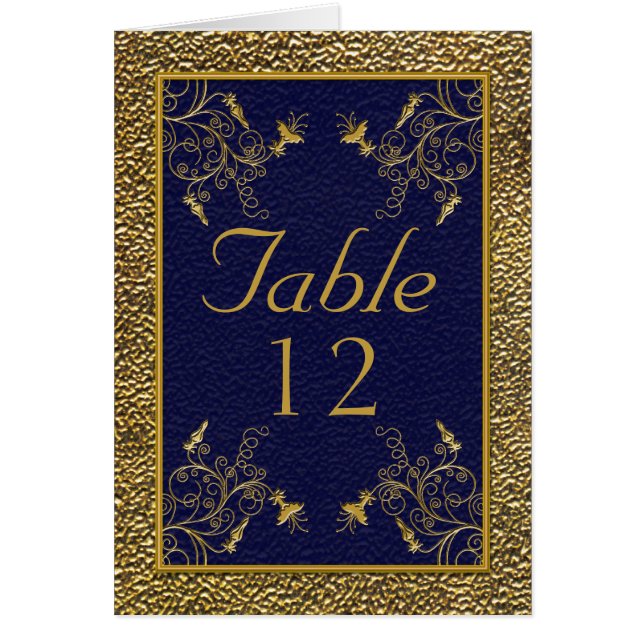Majestic Navy and Gold Table Card (Front)