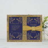 Majestic Navy and Gold Wedding Program (Standing Front)