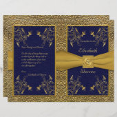 Majestic Navy and Gold Wedding Program (Front/Back)