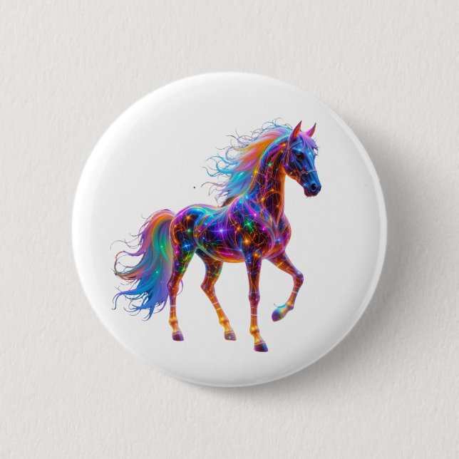 Majestic Neon Horse Button (Front)