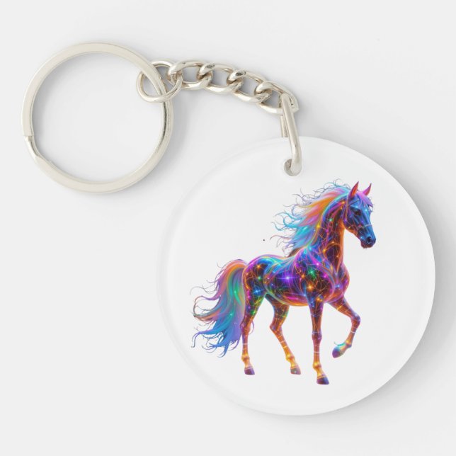 Majestic Neon Horse Keychain (Front)