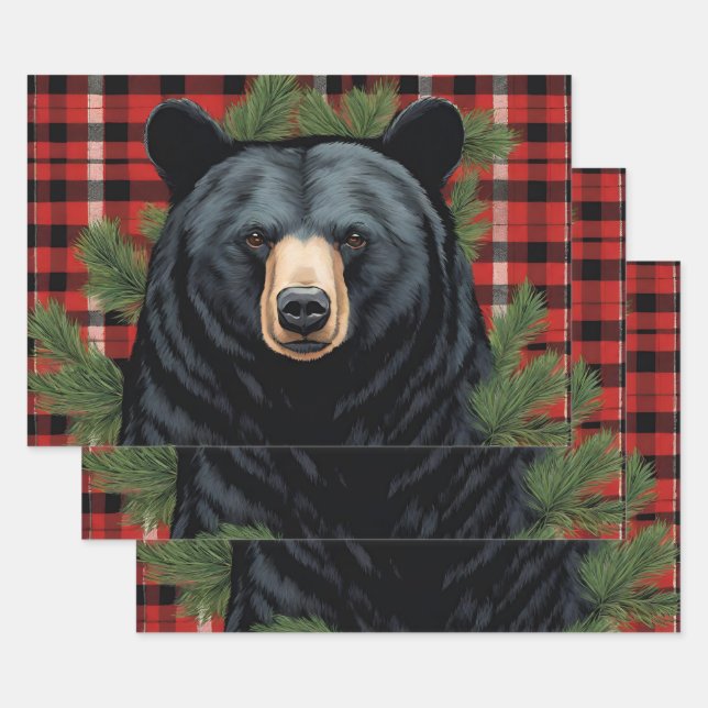 Majestic Northern Black Bear Wrapping Paper (Set)