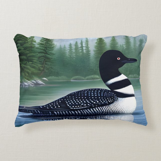 Majestic Northern Wilderness Loon  Accent Pillow (Front)