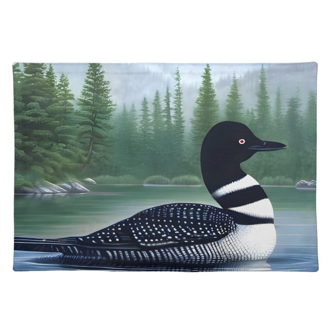 Majestic Northern Wilderness Loon  Cloth Placemat (Front)