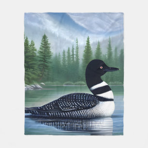 Majestic Northern Wilderness Loon Fleece Blanket