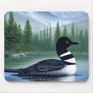 Majestic Northern Wilderness Loon  Mouse Pad