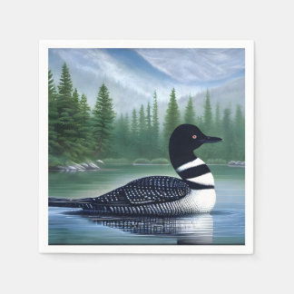 Majestic Northern Wilderness Loon Napkins
