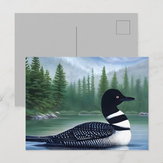Majestic Northern Wilderness Loon  Postcard (Front/Back)