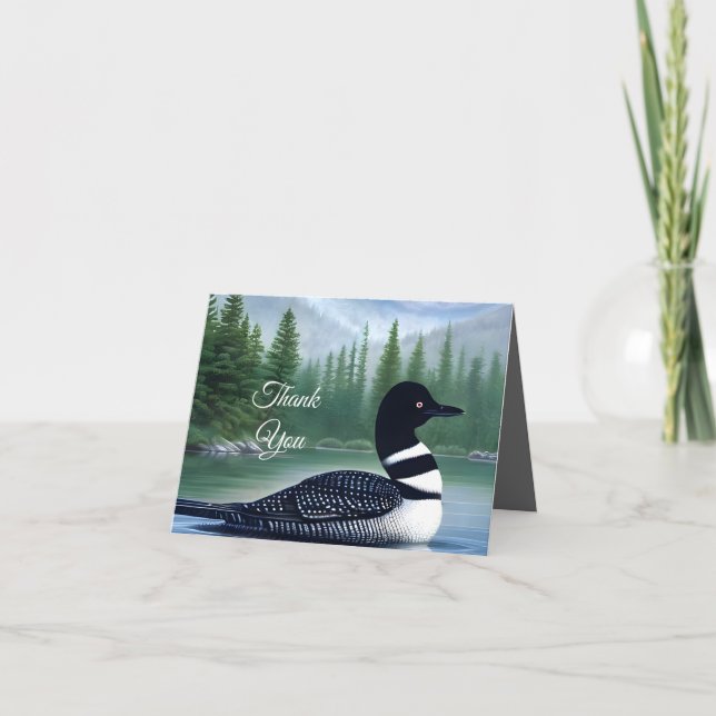 Majestic Northern Wilderness Loon  Thank You Card (Front)