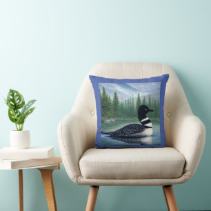 Majestic Northern Wilderness Loon Throw Pillow