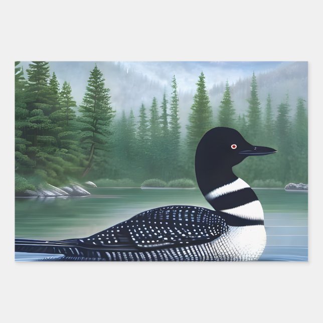 Majestic Northern Wilderness Loon  Wrapping Paper Sheets (Front)
