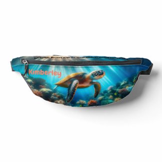 Majestic Ocean Sea Turtle near Colorful Coral Reef Fanny Pack