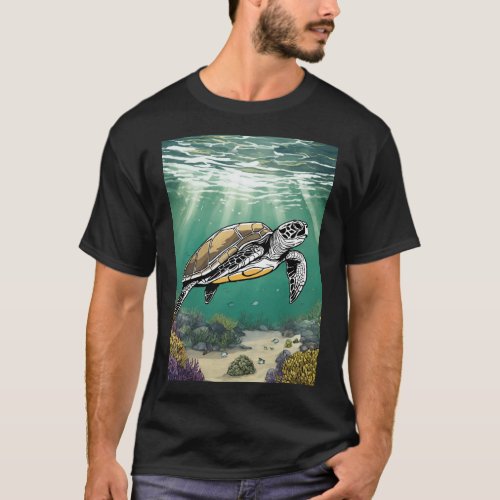 Majestic Ocean Wanderer Olive Ridley Sea Turtle T_Shirt