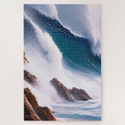 Majestic Ocean Waves Painting Jigsaw Puzzle