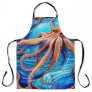 Majestic Octopus Blue Ocean Wave Expressionism Apron