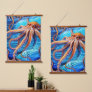 Majestic Octopus Blue Ocean Wave Expressionism Hanging Tapestry