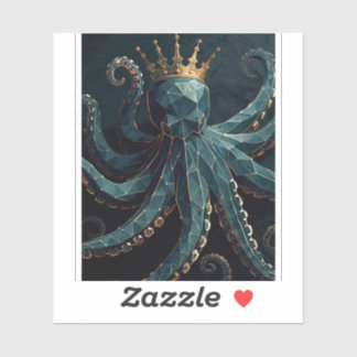 Majestic Octopus King with Crown Sticker