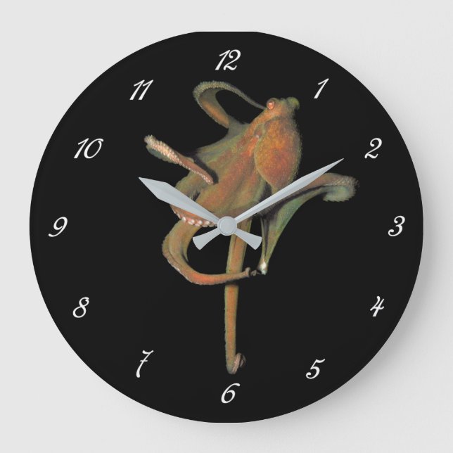 Majestic Octopus Round Wall Clock (with numbers) (Front)