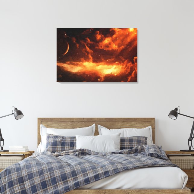 Majestic Orange Space Oil Painting Print (Insitu(Bedroom))