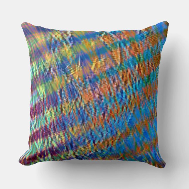 Majestic orange to blue strokes rustically crossed throw pillow (Front)