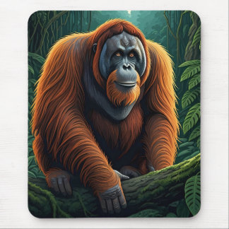 Majestic Orangutan in the Jungle Mouse Pad
