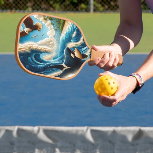 Majestic Orca and Eagle Dance Pickleball Paddle