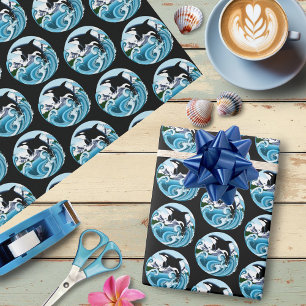 Majestic Orca Killer Wale Blue WavesOcean Wrapping Paper