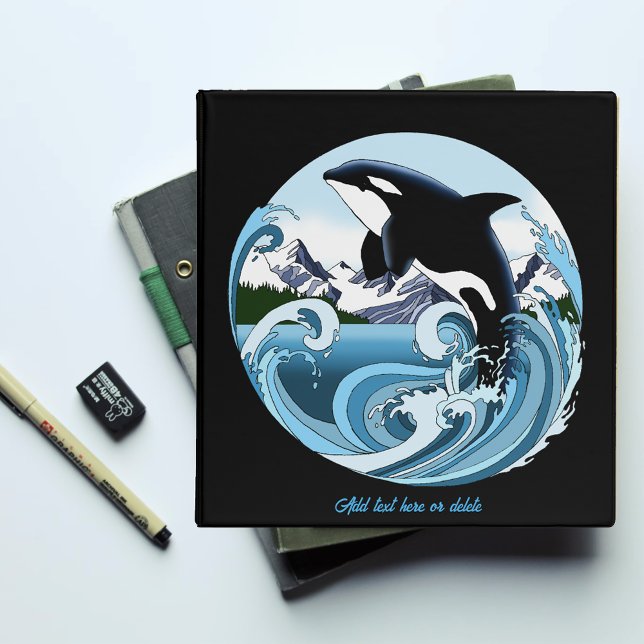 Majestic Orca Killer Whale Blue Waves Ocean 3 Ring Binder (Creator Uploaded)