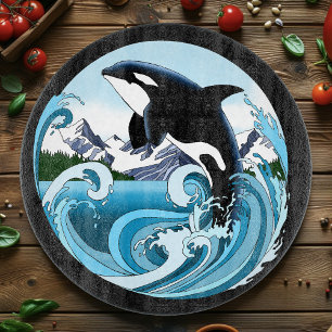Majestic Orca Killer Whale Blue Waves Ocean Cutting Board