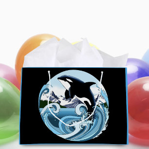 Majestic Orca Killer Whale Blue Waves Ocean Large Gift Bag