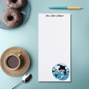 Majestic Orca Killer Whale Blue Waves Ocean Magnetic Notepad