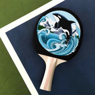 Majestic Orca Killer Whale Blue Waves Ocean Ping Pong Paddle